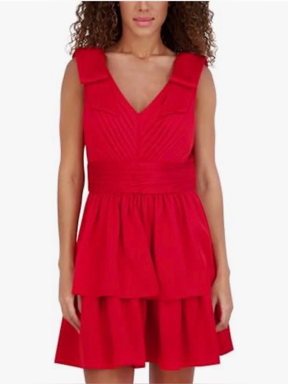 Kensie womens Sleeveless V-neck Matte Satin Mini Dress Dress, Red, size 2